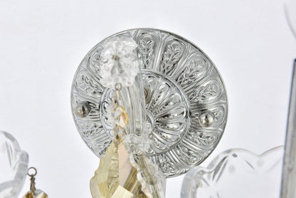 Maria Theresa 2 light Chrome Wall Sconce Golden Teak (Smoky) Royal Cut Crystal