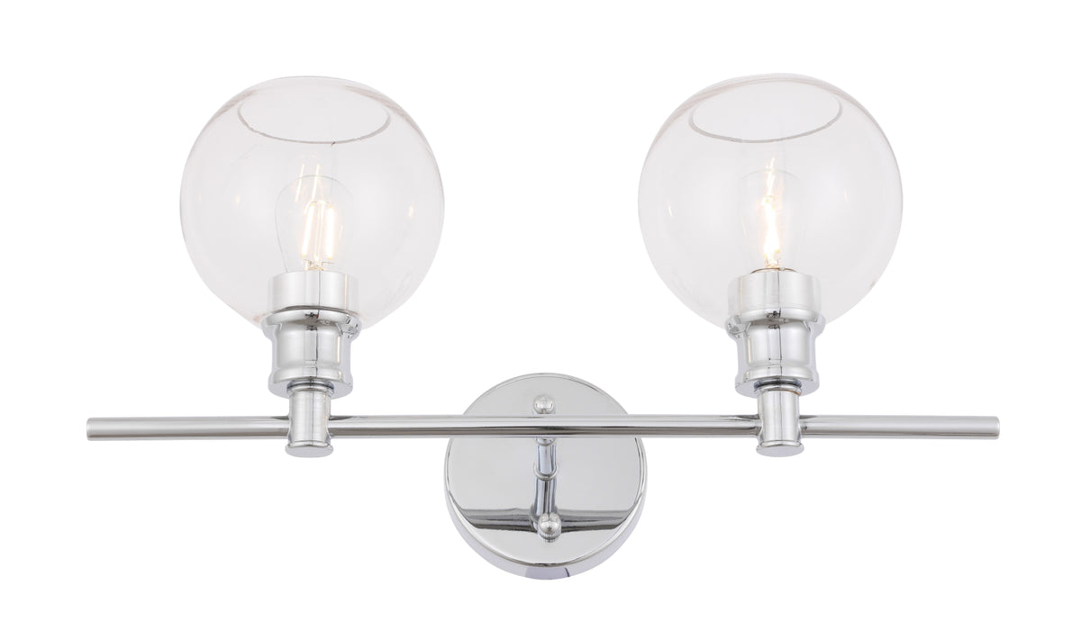 Collier 2 light Chrome and Clear glass Wall sconce