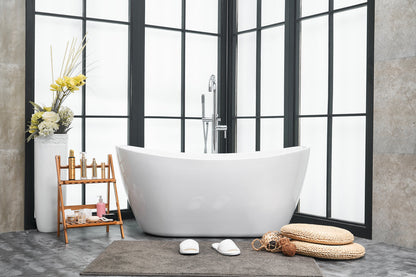54 inch soaking double slipper bathtub in glossy white