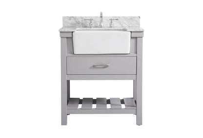 30 inch Single bathroom vanity in grey with backsplash