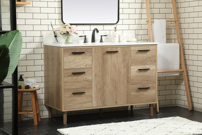 48 inch Single bathroom vanity in natural oak with backsplash