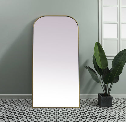 Metal Frame Arch Full Length Mirror 35x72 Inch in Brass