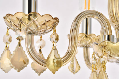 Rococo 4 light Golden Teak Pendant Golden Teak (Smoky) Royal Cut Crystal