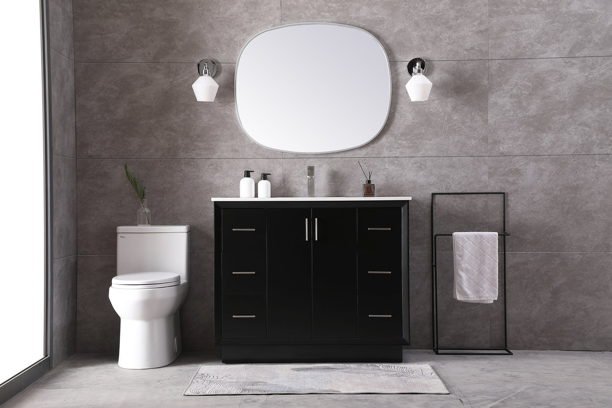 42 Inch SIngle Bathroom Vanity In Black