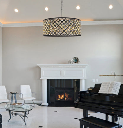 Madison 10 light Matte Black Chandelier Golden Teak (Smoky) Royal Cut Crystal