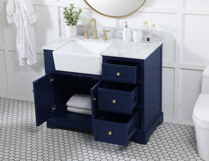 42 inch Single bathroom vanity in blue with backsplash