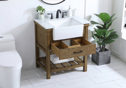 30 inch Single bathroom vanity in driftwood with backsplash