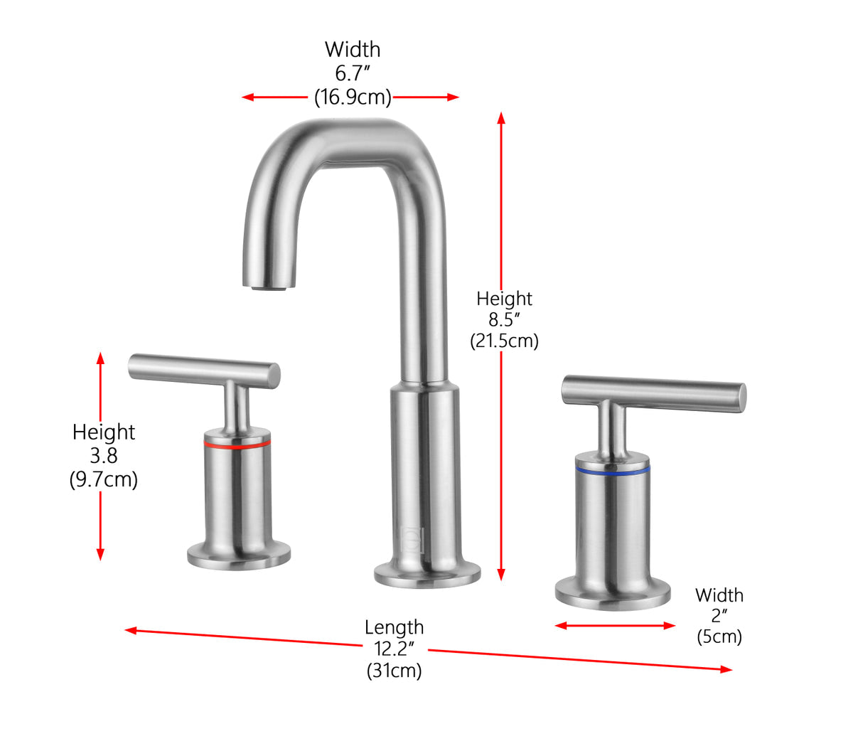 Tobias 8 inch Widespread Double Handle Bathroom Faucet in Brushed Nickel