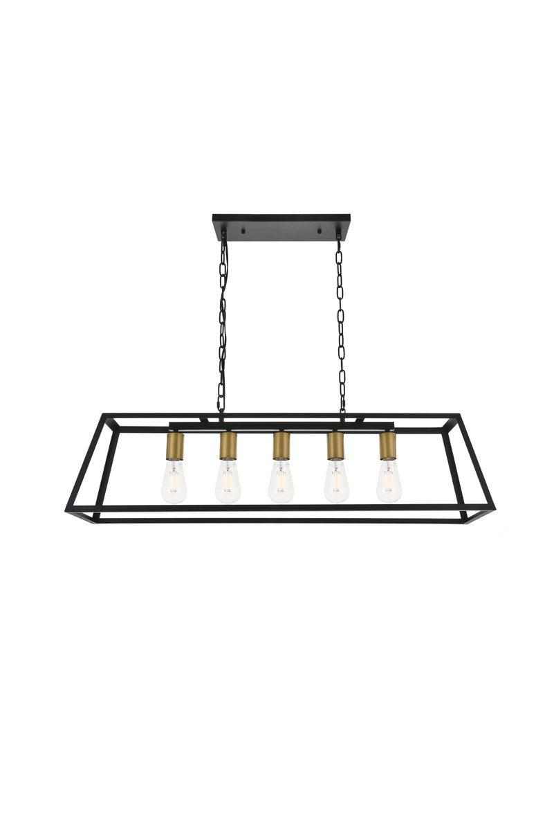 Resolute 5 light brass and black Pendant