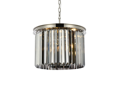 Sydney 6 light polished nickel Pendant Silver Shade (Grey) Royal Cut Crystal