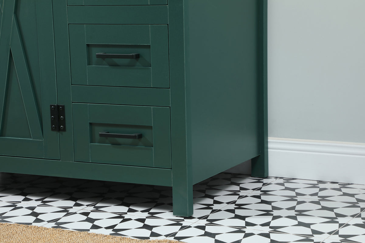 36 inch Single bathroom vanity in green with backsplash