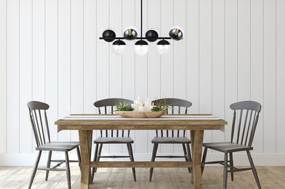Eclipse 7 Lights Black Pendant With Clear Glass