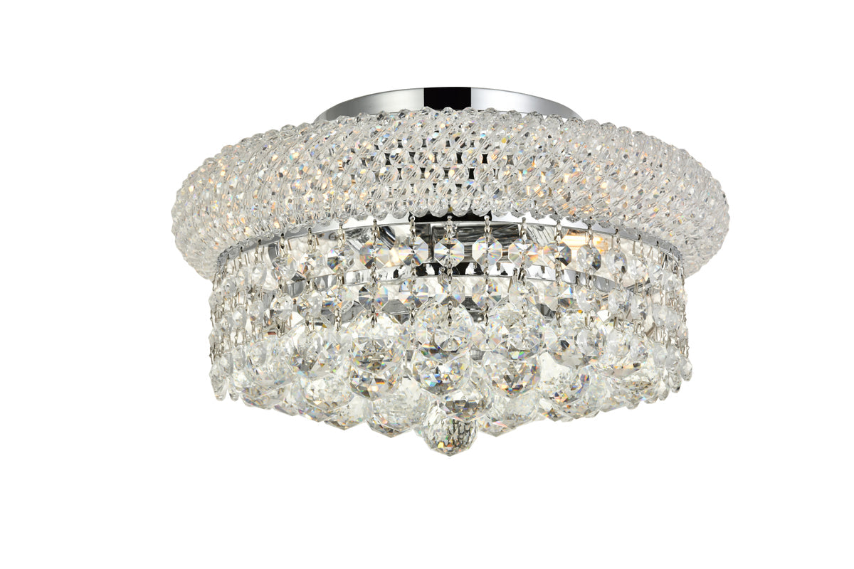 Primo 4 light Chrome Flush Mount Clear Royal Cut Crystal
