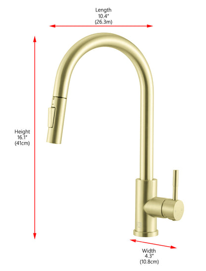 Luca Single Handle Pull Down Sprayer Kitchen Faucet with touch sensor in Brushed Gold
