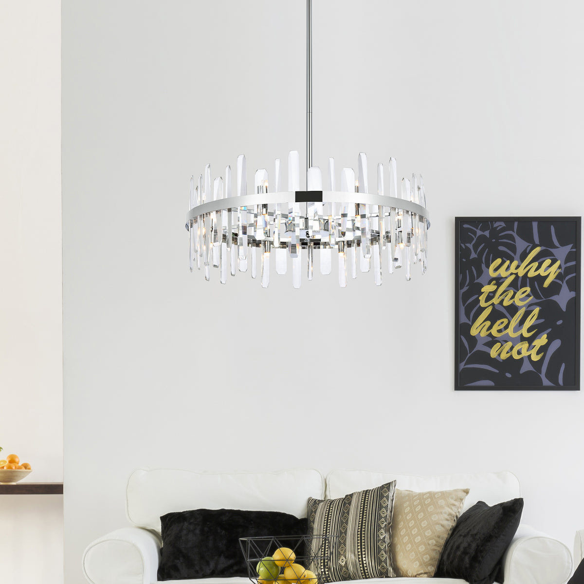 Serena 32 inch crystal round chandelier in chrome