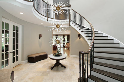 Sienna 46 inch three tiers crystal starburst chandelier in satin gold