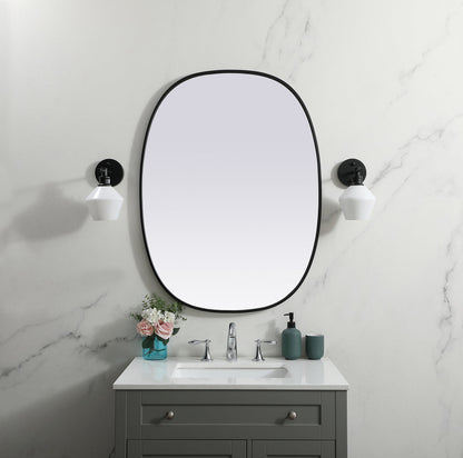 Metal Frame Oval Mirror 30x40 Inch in Black