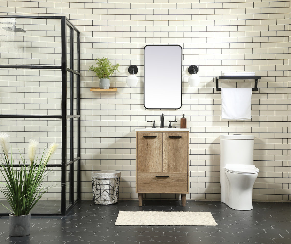 24 inch Single bathroom vanity in natural oak
