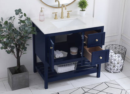 36 inch Single Bathroom Vanity in Blue
