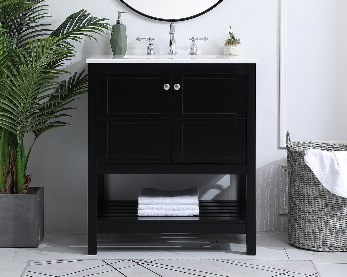 30 inch Single Bathroom Vanity in Black