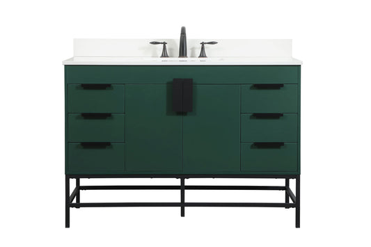 48 inch Single bathroom vanity in green with backsplash