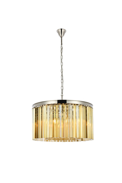 Sydney 8 light polished nickel Chandelier Golden Teak (Smoky) Royal Cut Crystal