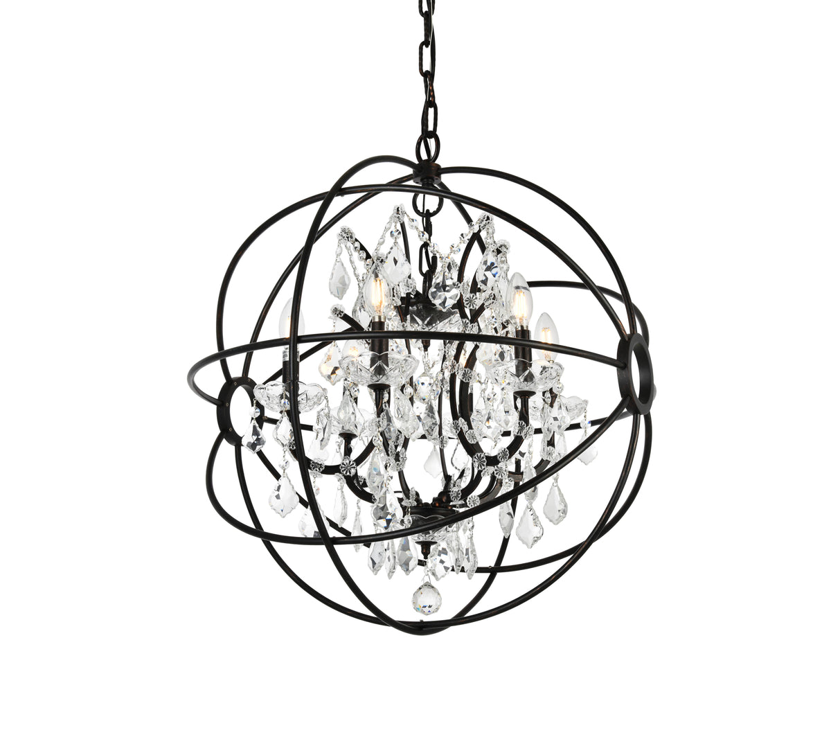 Geneva 6 light Dark Bronze Chandelier Clear Royal Cut crystal