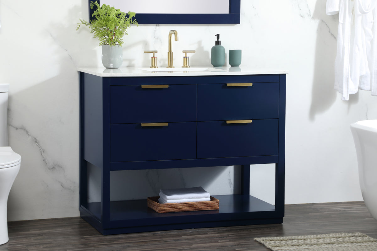 42 inch Single bathroom vanity in blue