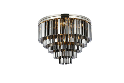 Sydney 17 light polished nickel Flush Mount Silver Shade (Grey) Royal Cut Crystal