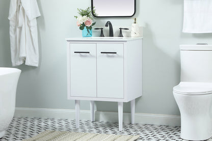 24 inch Single bathroom vanity in white with backsplash