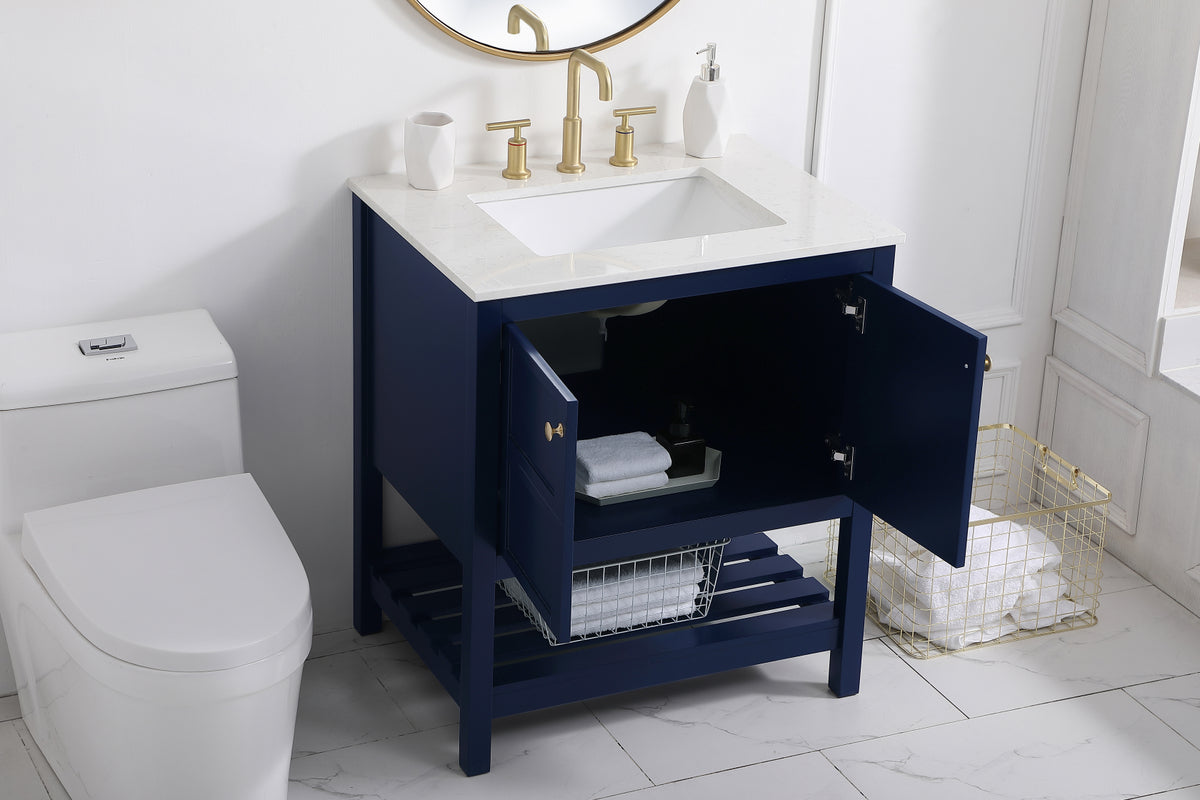 30 inch Single Bathroom Vanity in Blue