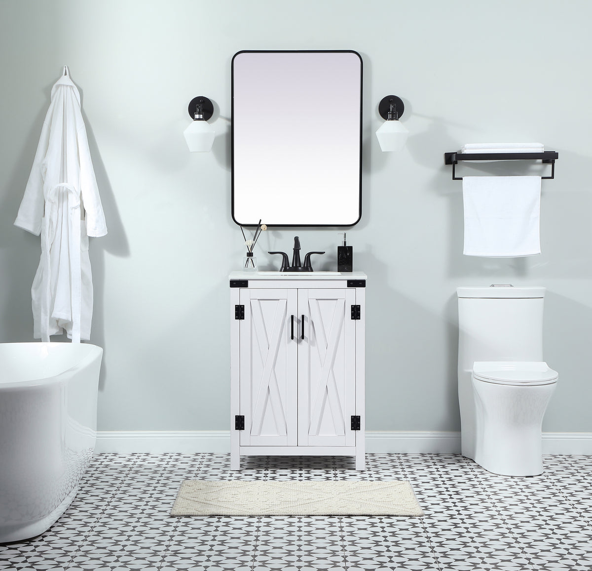 24 inch Single bathroom vanity in white