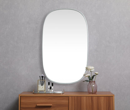 Metal Frame Oval Mirror 30x48 Inch in Silver