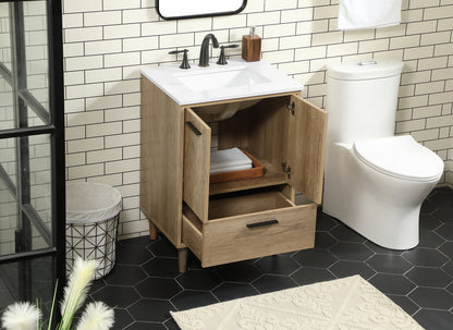 24 inch Single bathroom vanity in natural oak