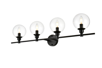 Jaelynn 4 light Black and Clear Bath Sconce