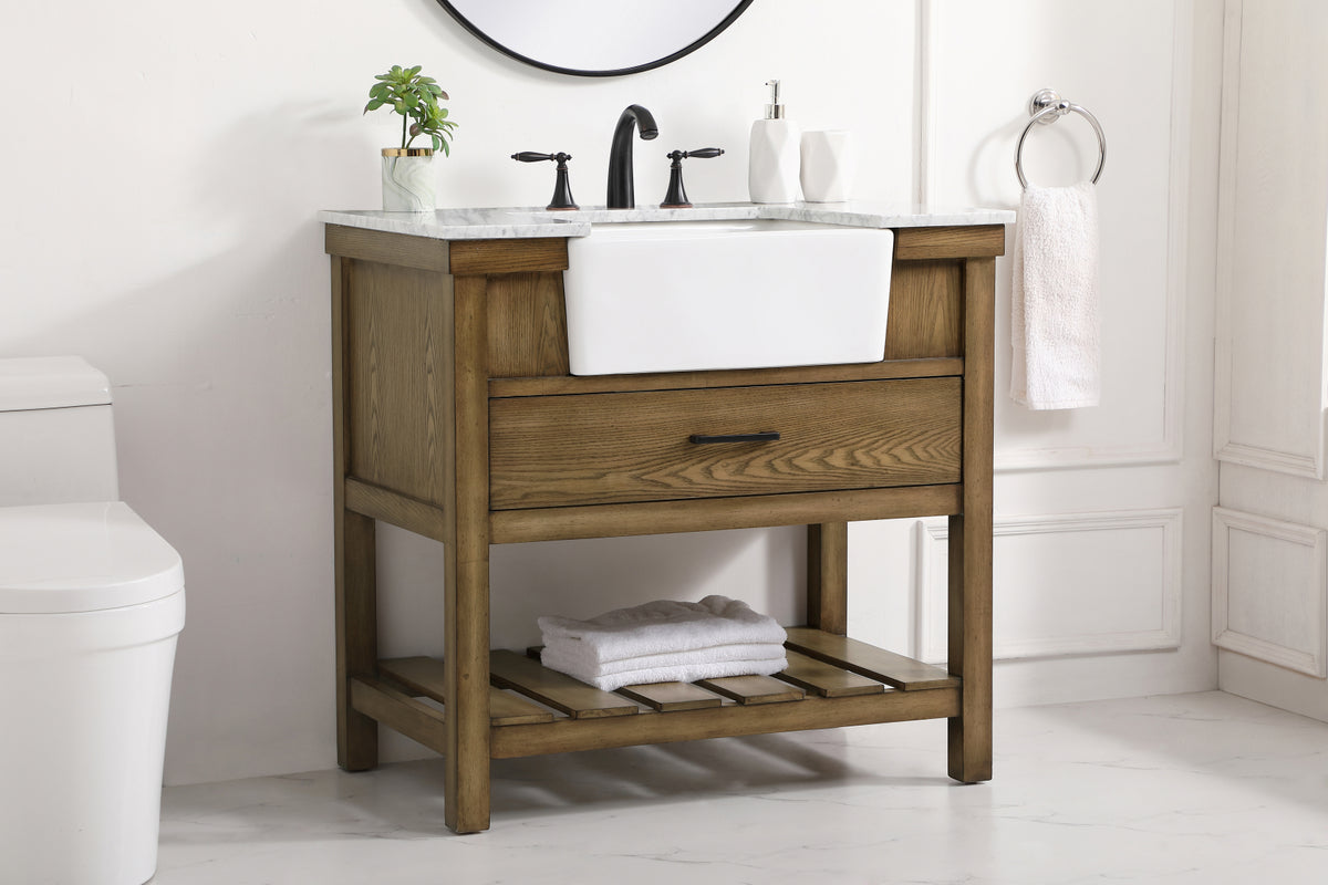 36 inch Single bathroom vanity in driftwood
