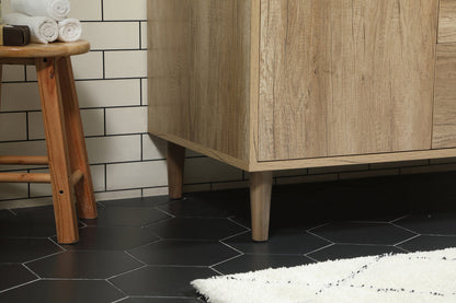 42 inch Single bathroom vanity in natural oak with backsplash
