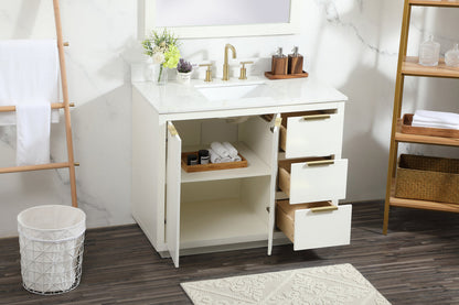 42 inch Single bathroom vanity in white with backsplash