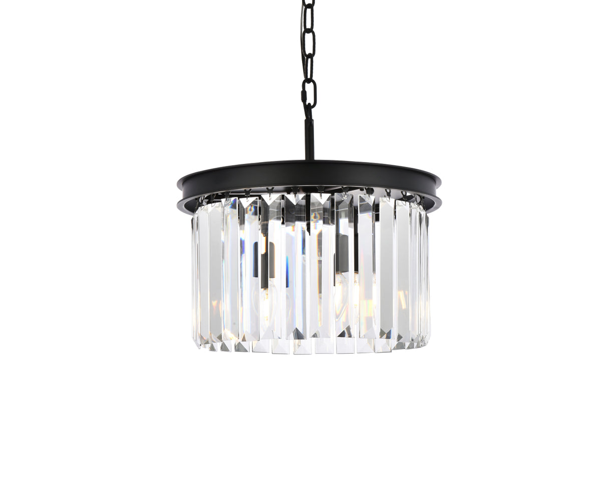 Sydney 3 light Matte Black Pendant Clear Royal Cut Crystal