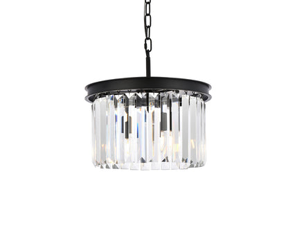 Sydney 3 light Matte Black Pendant Clear Royal Cut Crystal