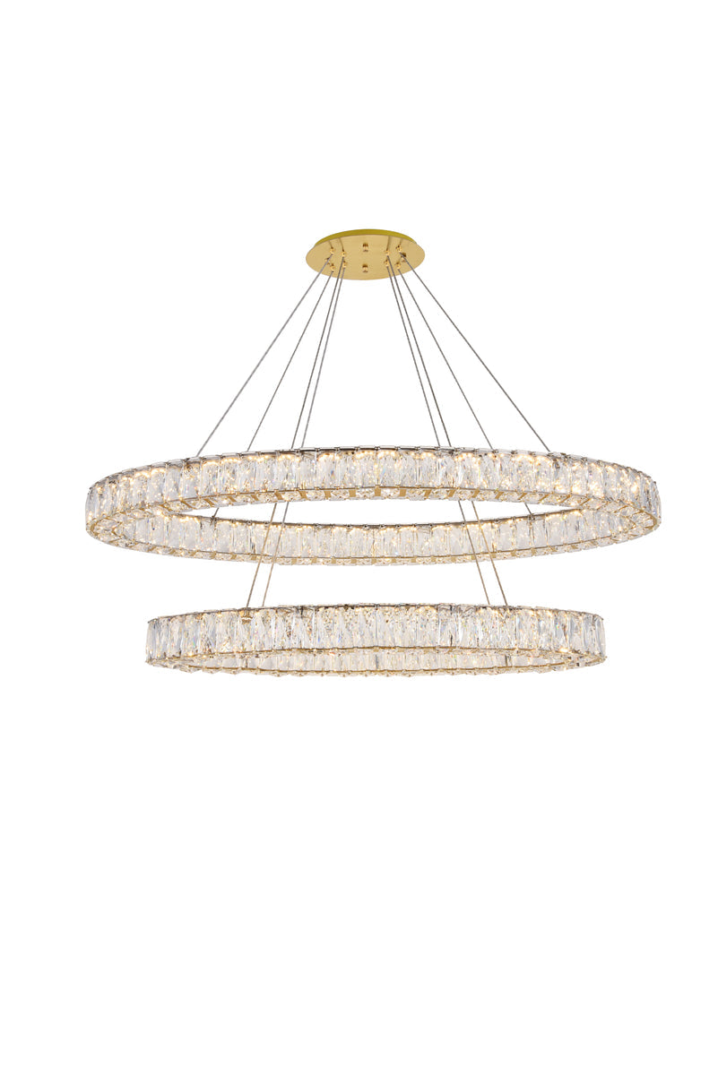 Monroe Integrated LED light Gold Chandelier Clear Royal Cut Crystal