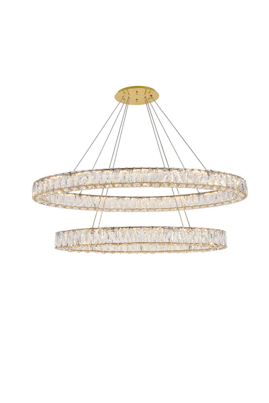 Monroe Integrated LED light Gold Chandelier Clear Royal Cut Crystal