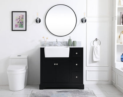 36 inch Single bathroom vanity in black with backsplash