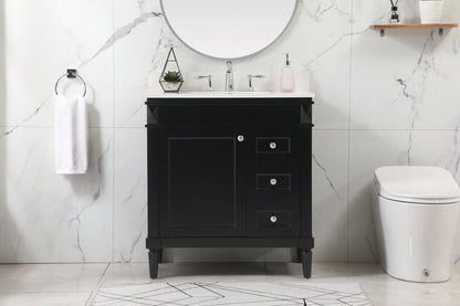 32 inch Single bathroom vanity in black with backsplash