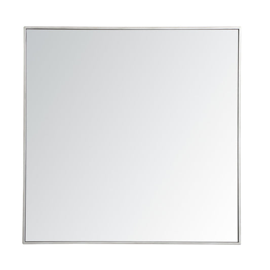 Metal frame square mirror 36 inch in silver