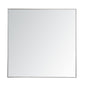Metal frame square mirror 36 inch in silver