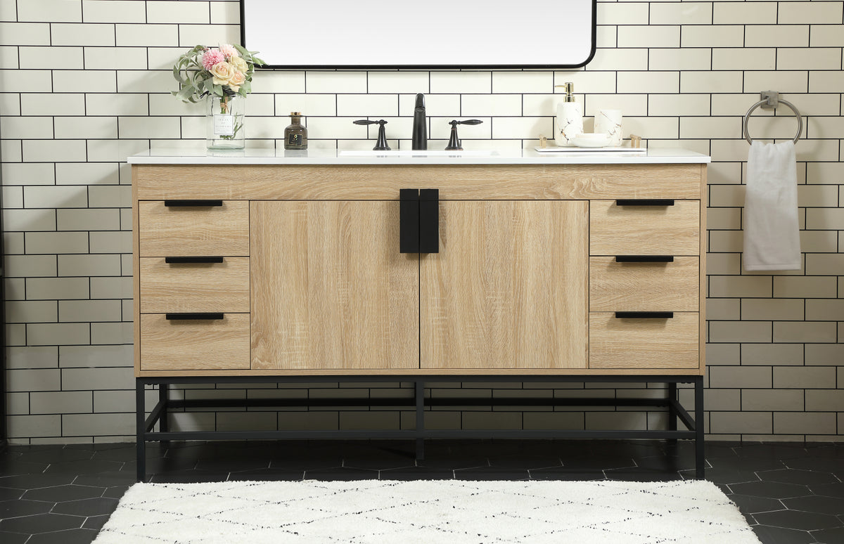 60 inch Single bathroom vanity in mango wood