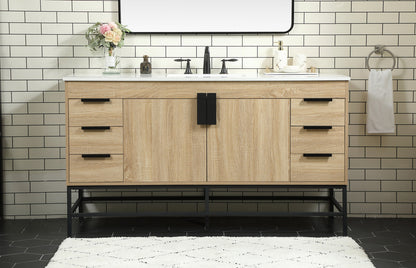 60 inch Single bathroom vanity in mango wood