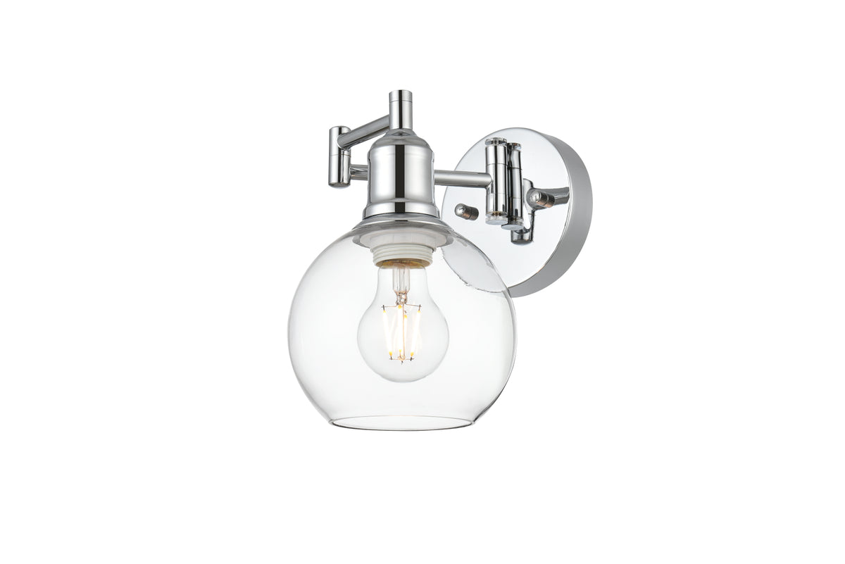 Davian 1 light Chrome and Clear swing arm wall sconce