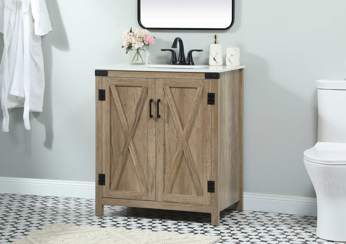 30 inch Single bathroom vanity in natural oak